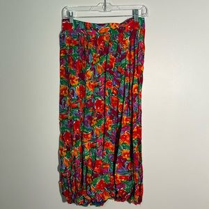 vintage 80s floral pleated skirt